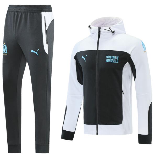 2021/22 Marseille Black White Training Suits Jacket with Pants